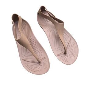 Crocs Sexi Serena Flip Sandals Women's Size 9 Tan Beige Thong